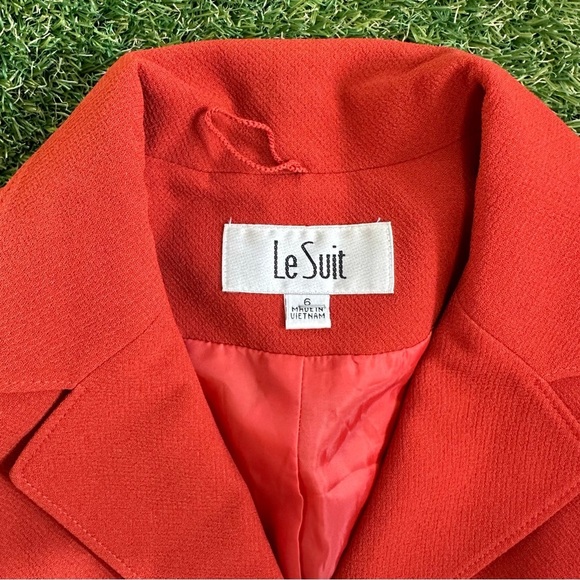 Vntg LeSuit Orange Blazer Jacket Office Business Corpgore - Picture 6 of 8